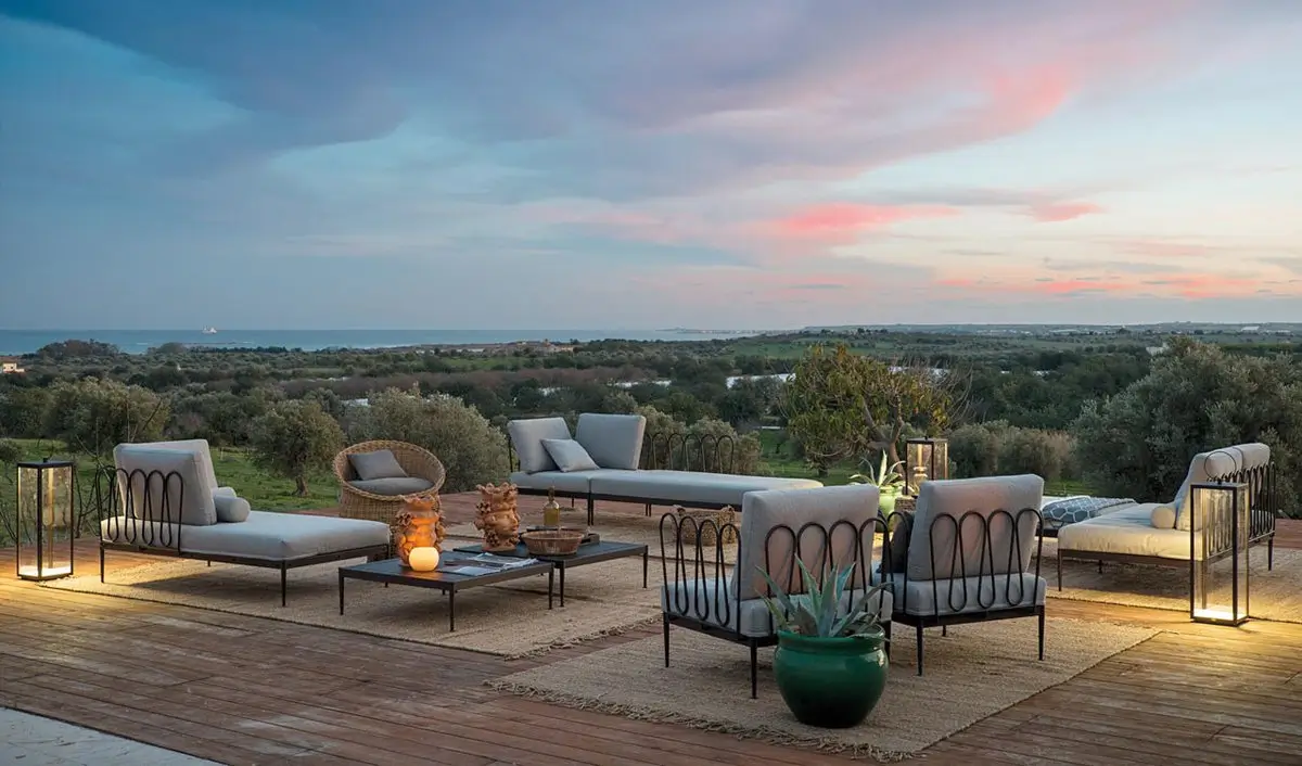 Outdoor furniture craftsmanship showing aluminium frame welding and wicker weaving quality