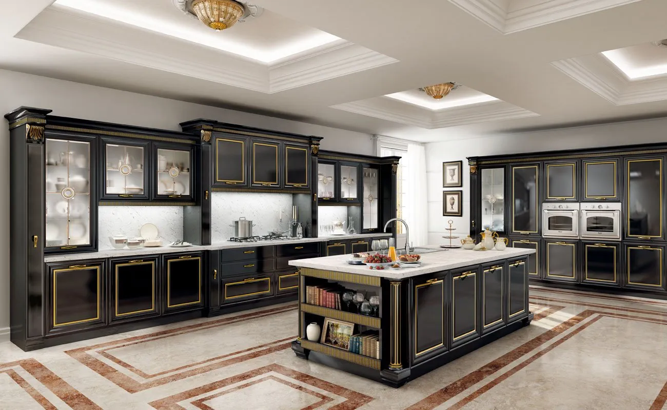 Luxury kitchen cabinets with premium lacquer finishes for Dubai villas