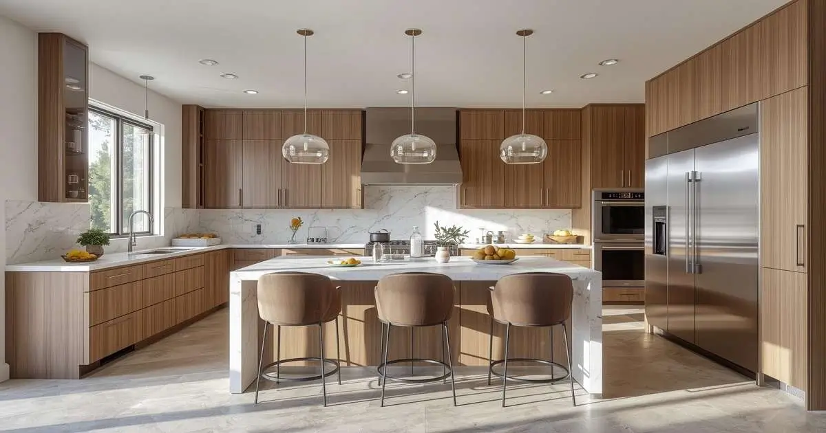 Modern kitchen installed in a Dubai home by Risala Furniture