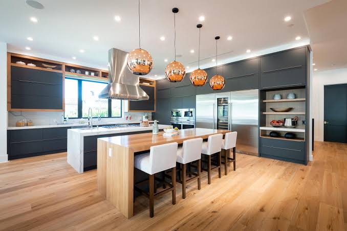 Modern kitchen design with smart storage and integrated appliances for Dubai apartments
