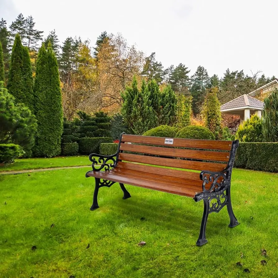Garden bench for Dubai villa garden with teak and aluminium frame