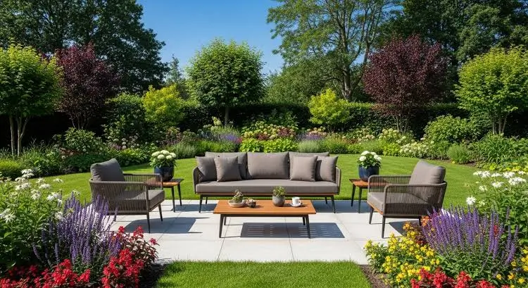 Garden furniture installation in progress — Risala Furniture team Dubai