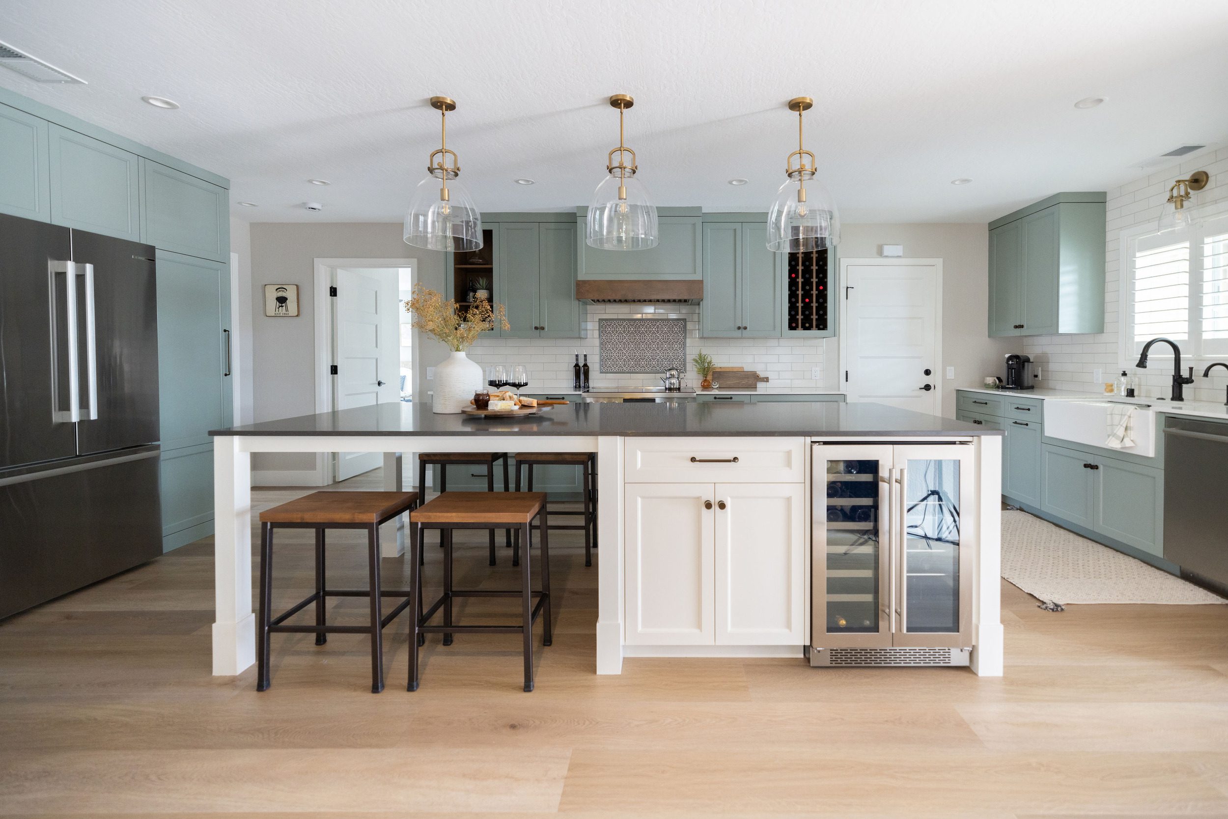 Custom kitchen detail showing precision cabinet joinery and premium hardware finish