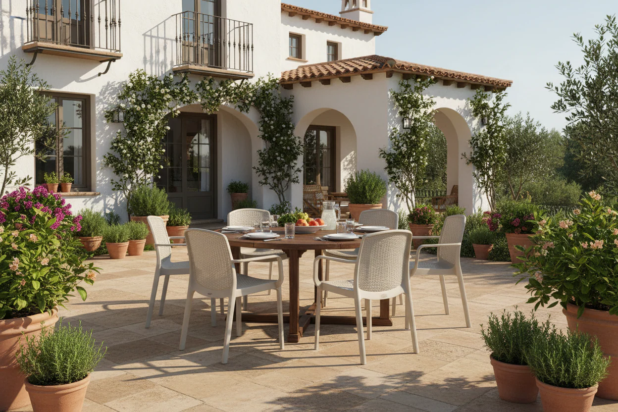 Premium garden furniture set installed at a Dubai villa by Risala Furniture