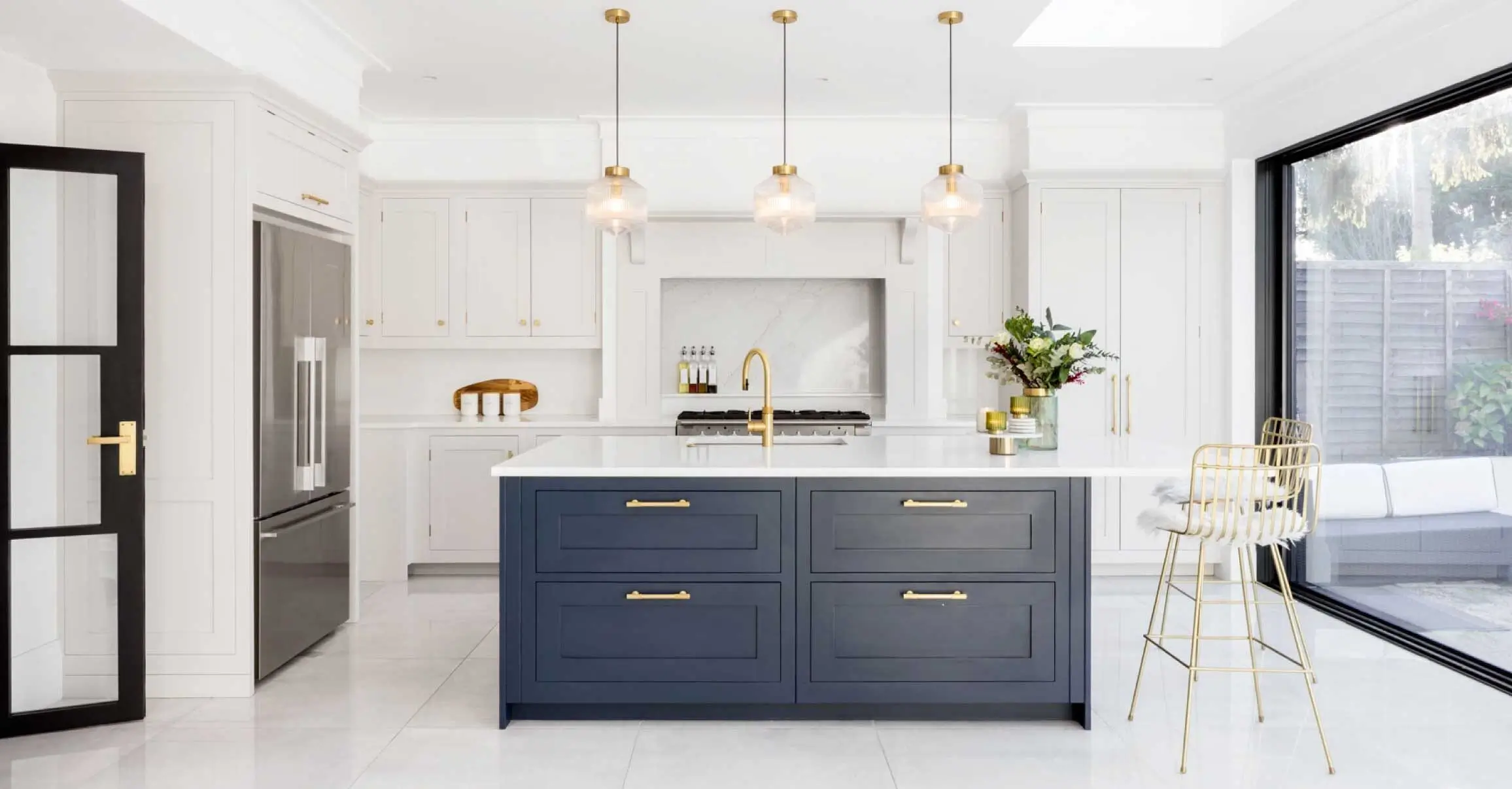Custom island kitchen installed in a Dubai villa by Risala Furniture