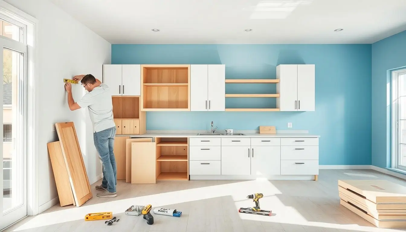 Kitchen cabinet installation — professional fitting by Risala Furniture team Dubai