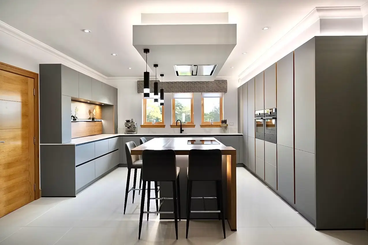 Luxury matte kitchen with handleless cabinets for Dubai penthouses