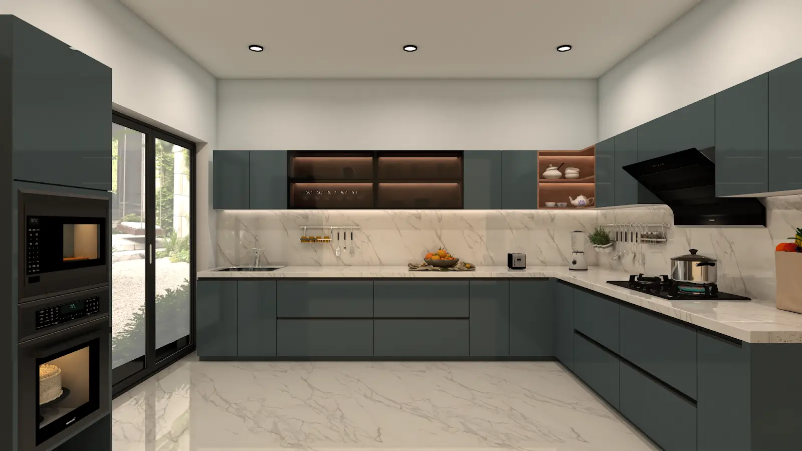 Luxury kitchen installation in progress — Risala Furniture team Dubai