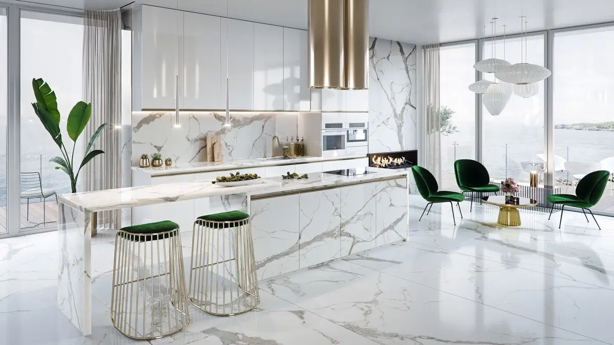 Luxury modular kitchen featured installation — Dubai villa project by Risala Furniture