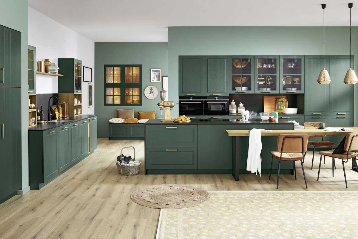 Wood veneer luxury kitchen design for upscale Dubai homes