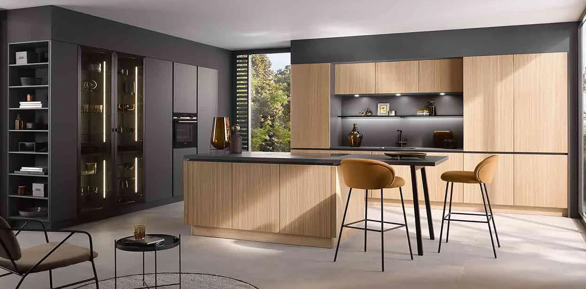 Bespoke luxury kitchen with mixed materials for Dubai villa projects