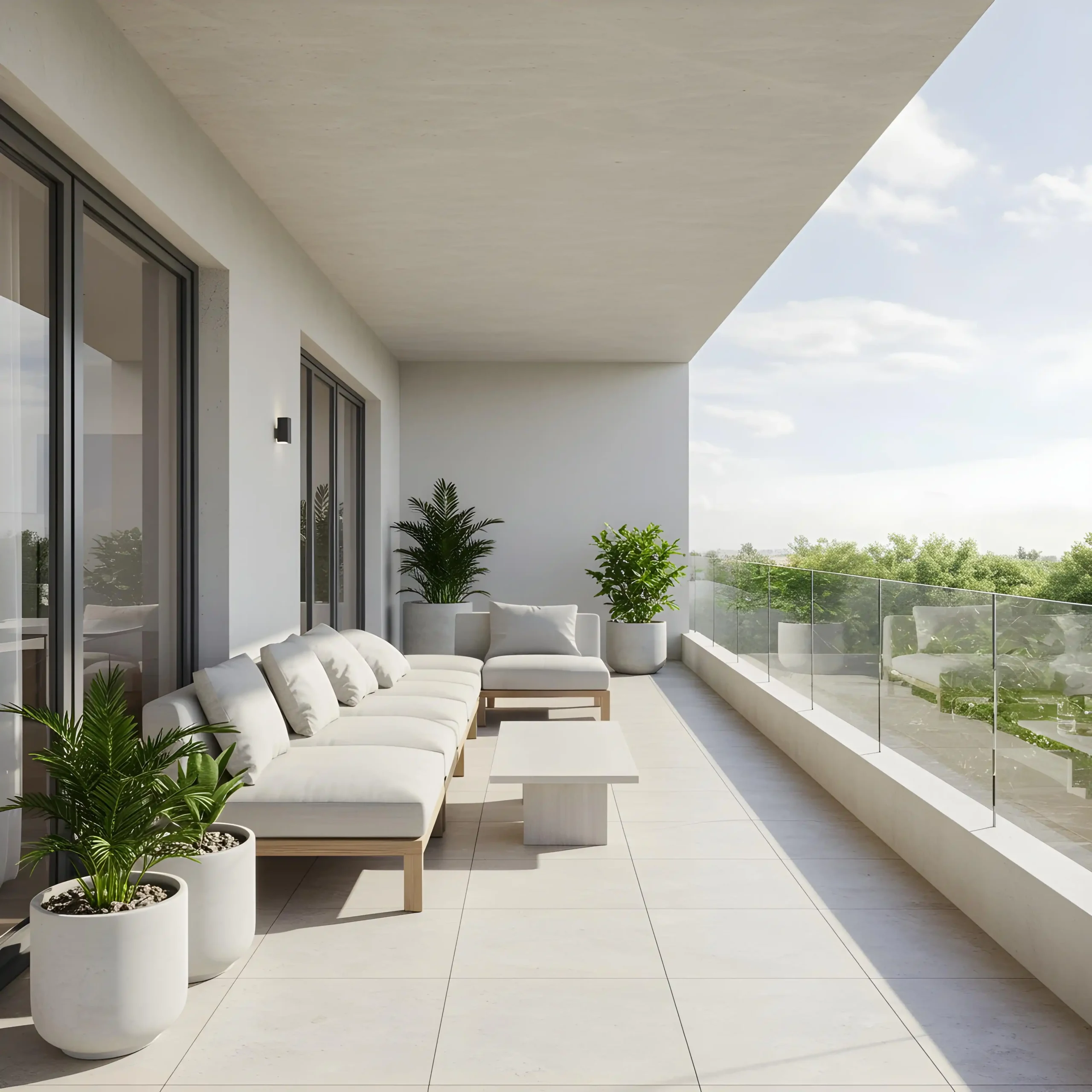 Balcony outdoor furniture Dubai with compact seating and table set for apartments