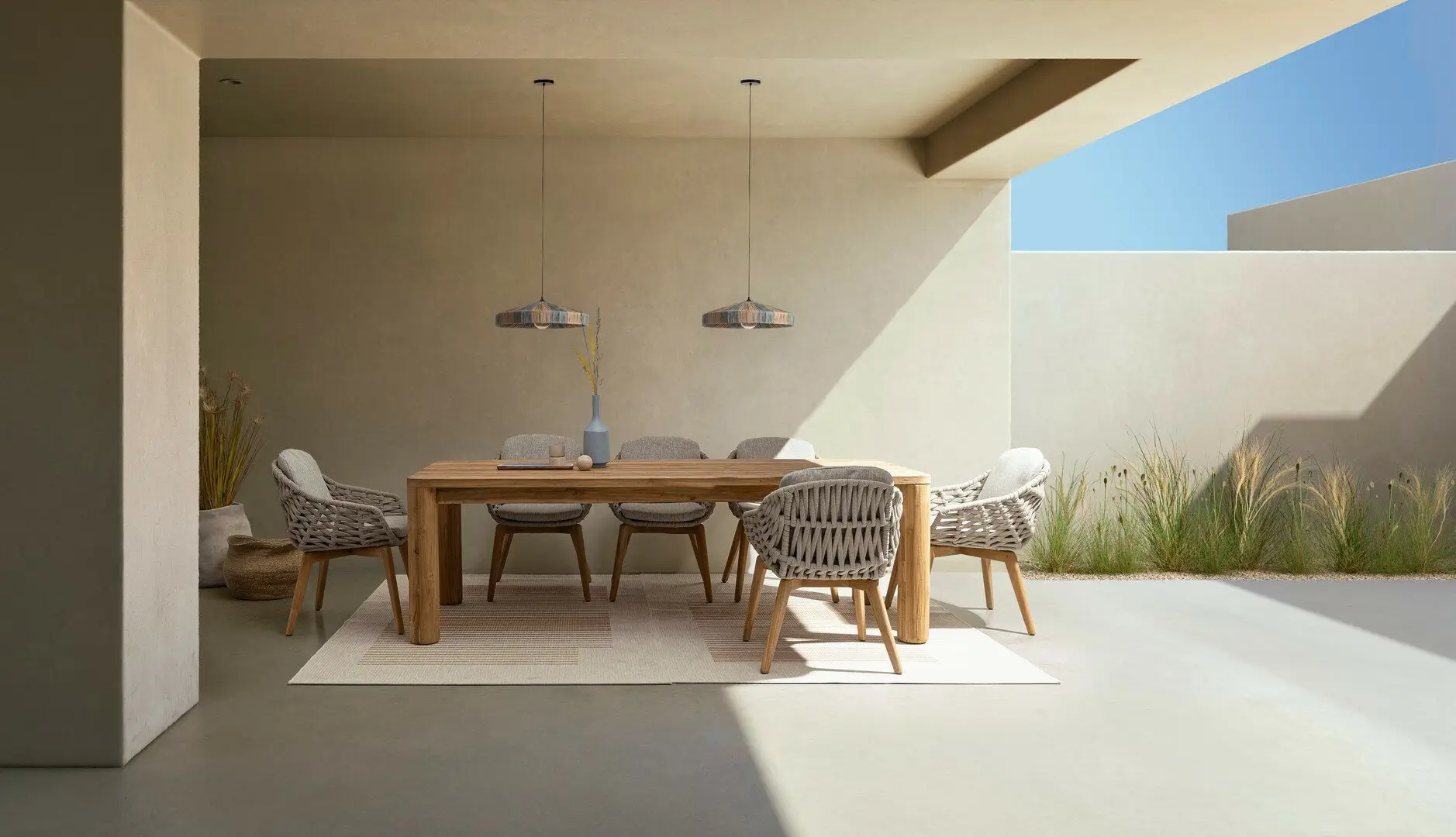 Outdoor dining set for Dubai terrace with weather-resistant table and chairs