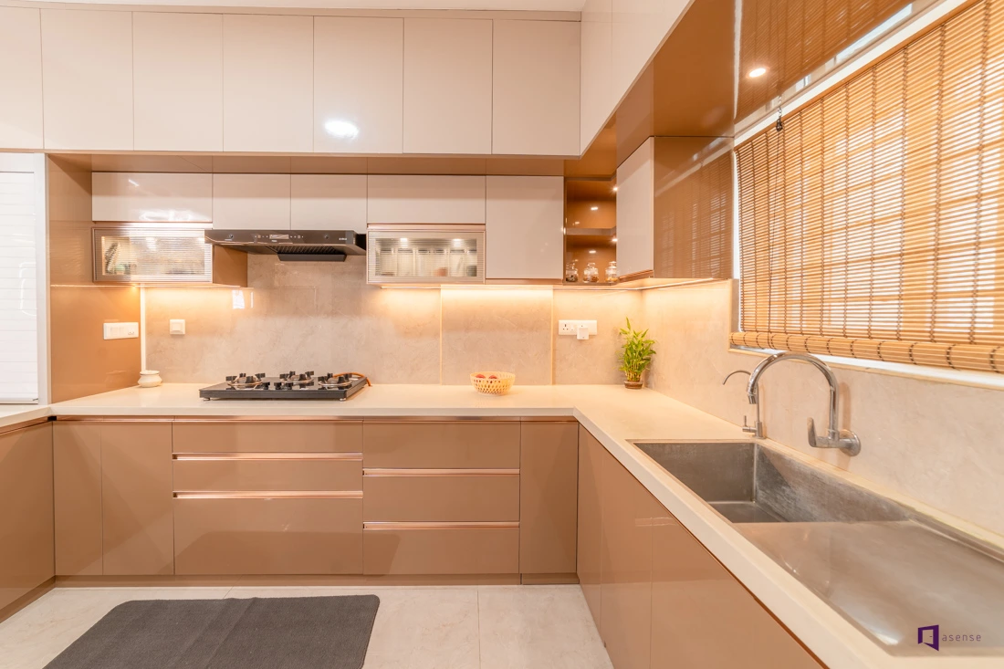 Custom full-length kitchen cabinet installation — Dubai villa project by Risala Furniture