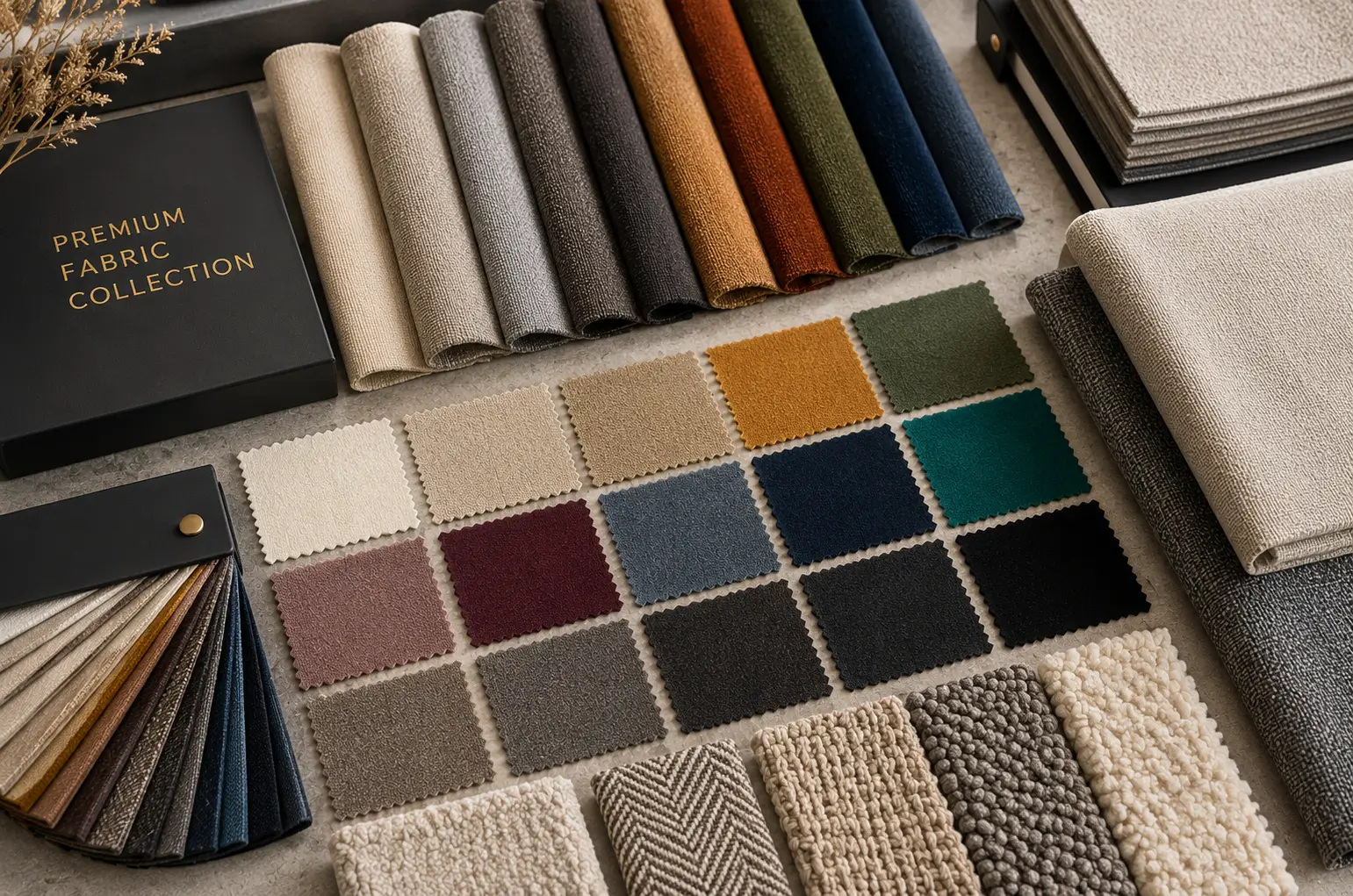 Selection of customized luxury sectional sofas in various color and fabric types