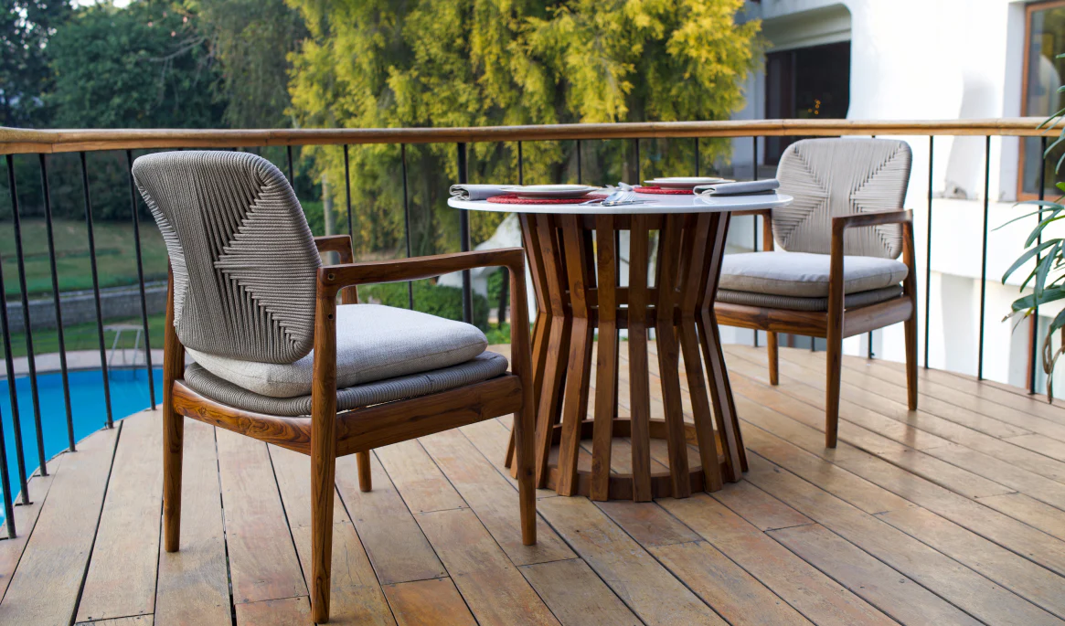 Balcony furniture installation in progress — Risala Furniture team Dubai