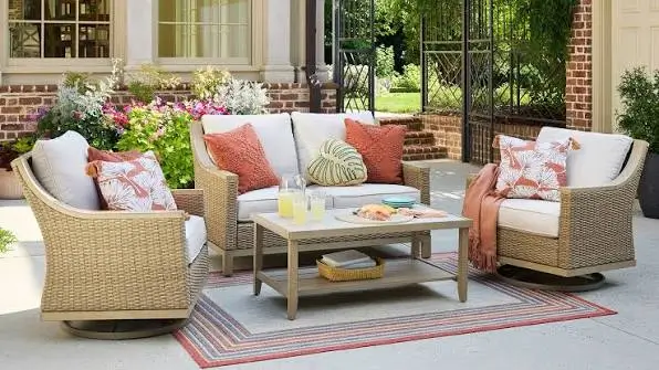 Balcony lounge set installation — Dubai villa terrace