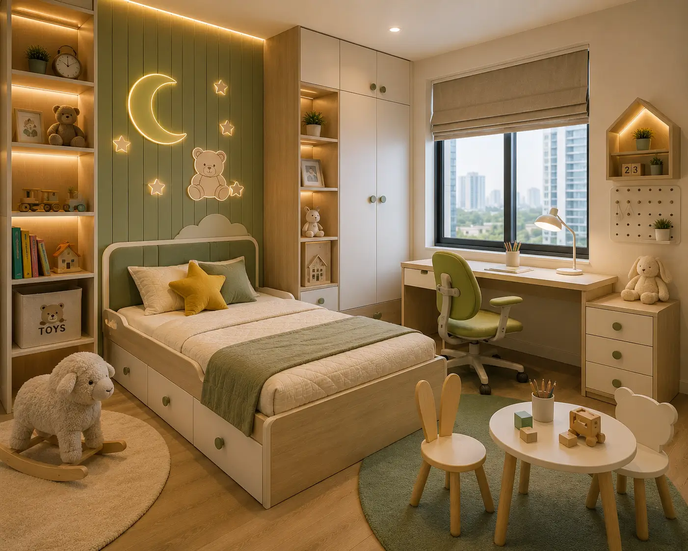 Custom kids furniture installed in a Dubai children's bedroom by Risala Furniture