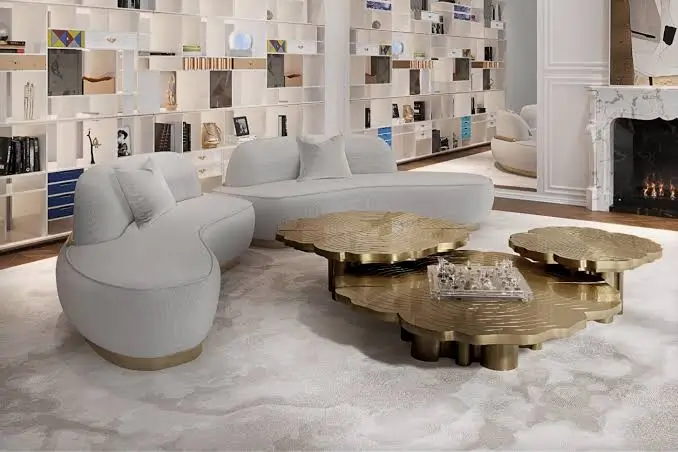 Luxury furniture range showing sofa, bed and dining set for Dubai villa interiors