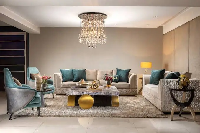 Luxury sofa and dining set installation — Dubai penthouse living room