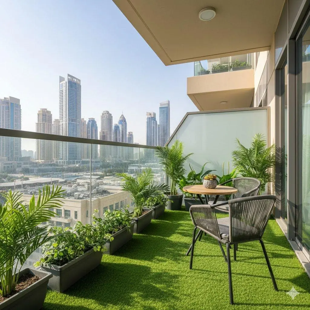 Terrace grass carpet dubai setup