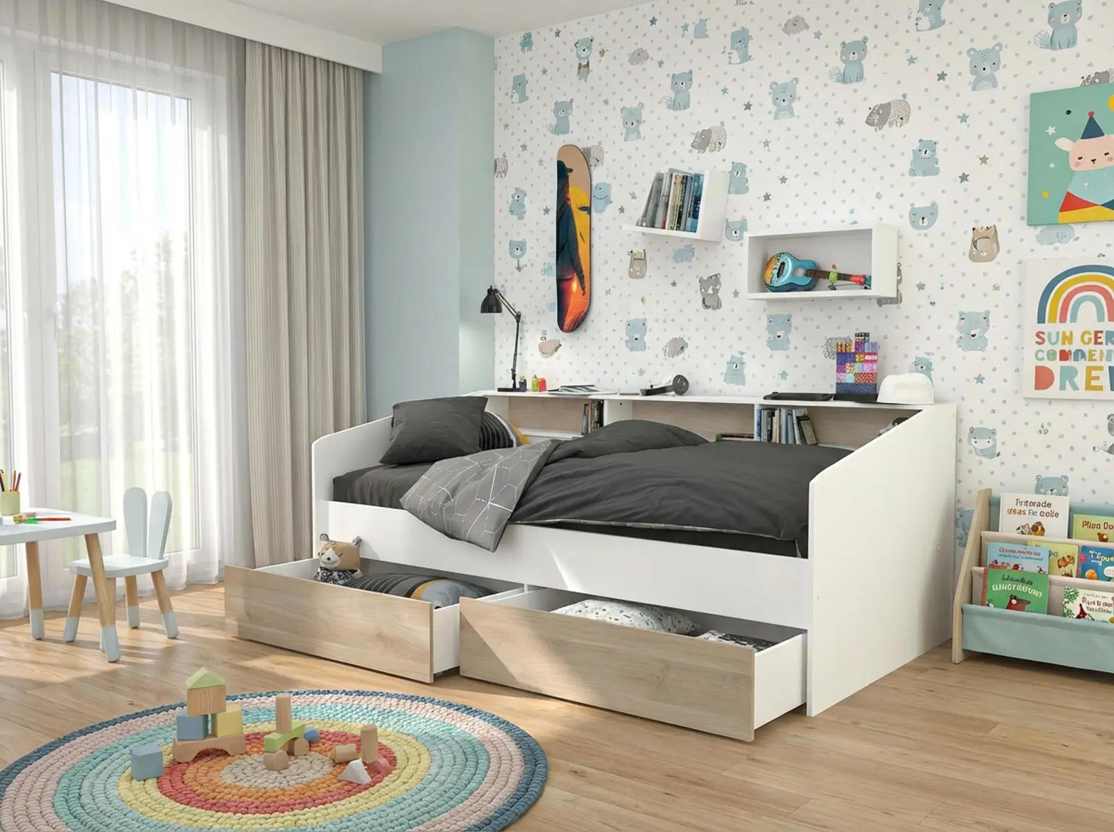Kids beds with drawers for children's bedroom storage Dubai