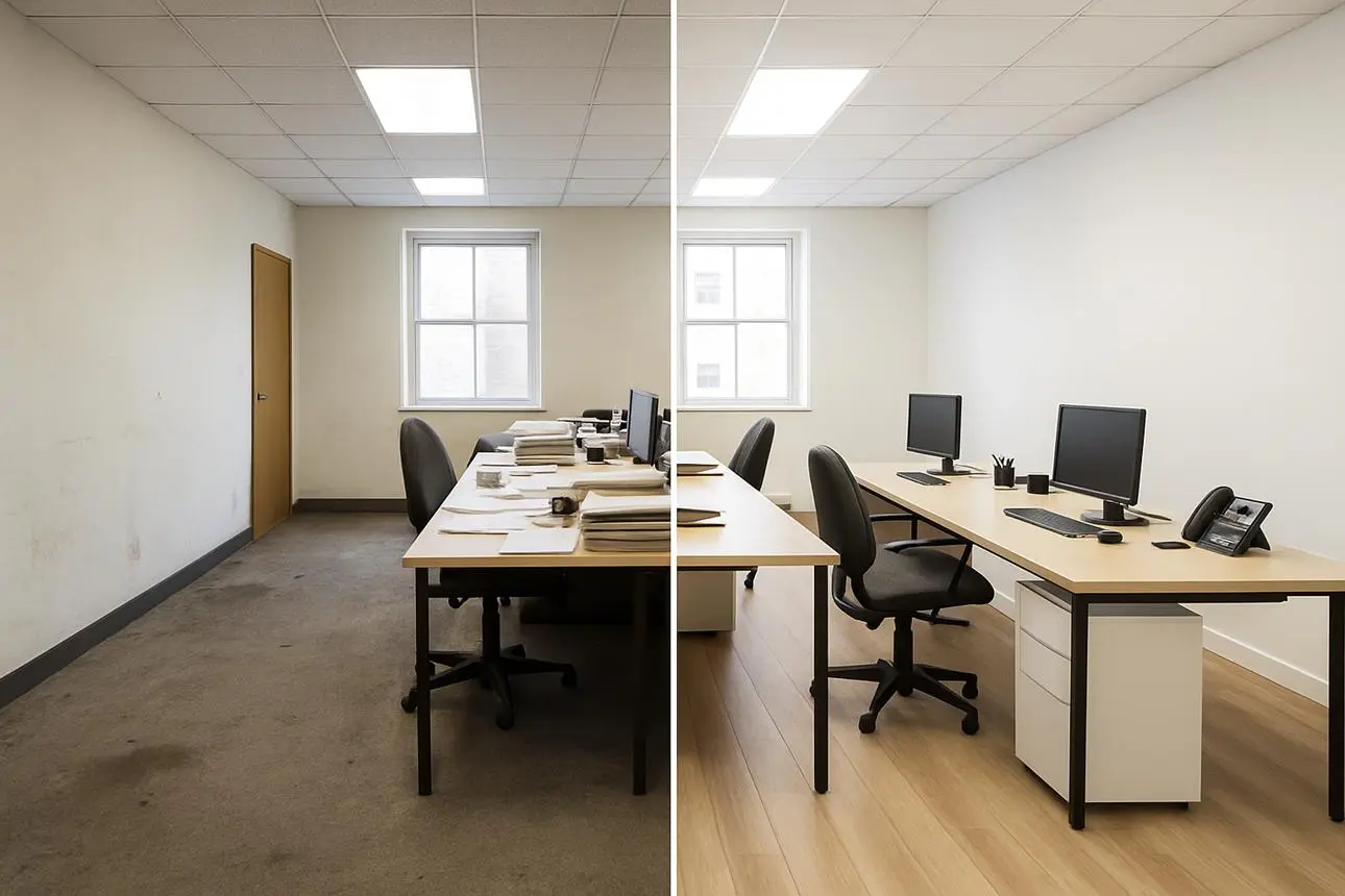 Office flooring before renovation