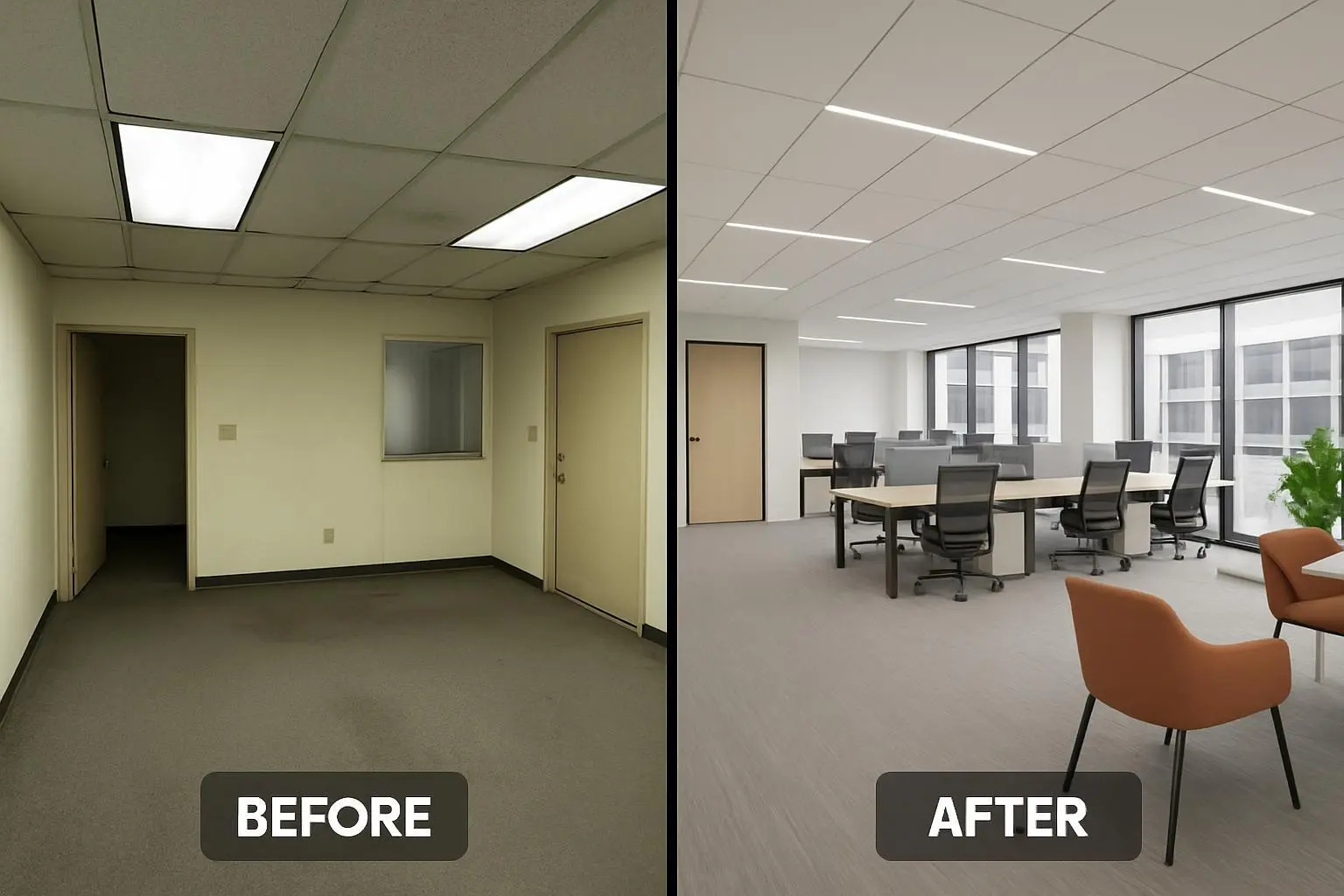 Office flooring after renovation