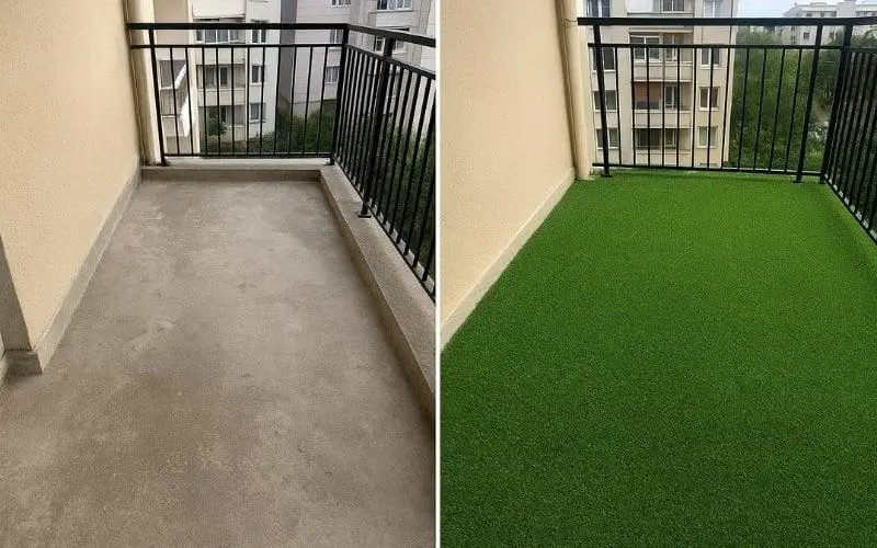 Before and after patio artificial grass dubai makeover