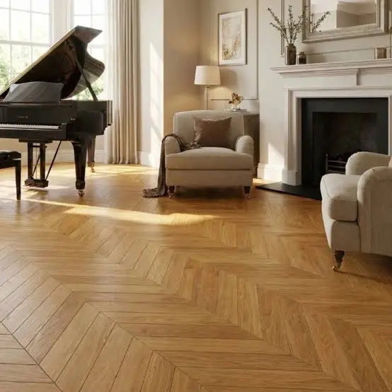 Chevron Parquet Wood Flooring Angled Planks Setup