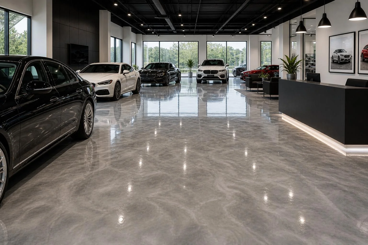 Retail store epoxy flooring finish