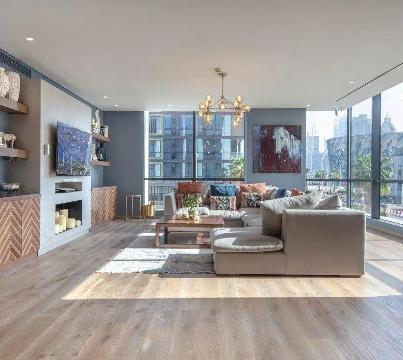 Completed hardwood flooring project close up showcase in Dubai