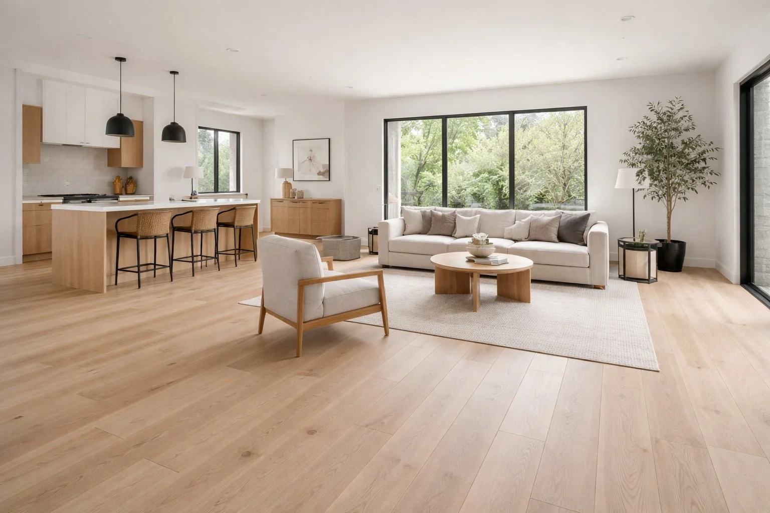 Engineered wood flooring installation in Dubai living room