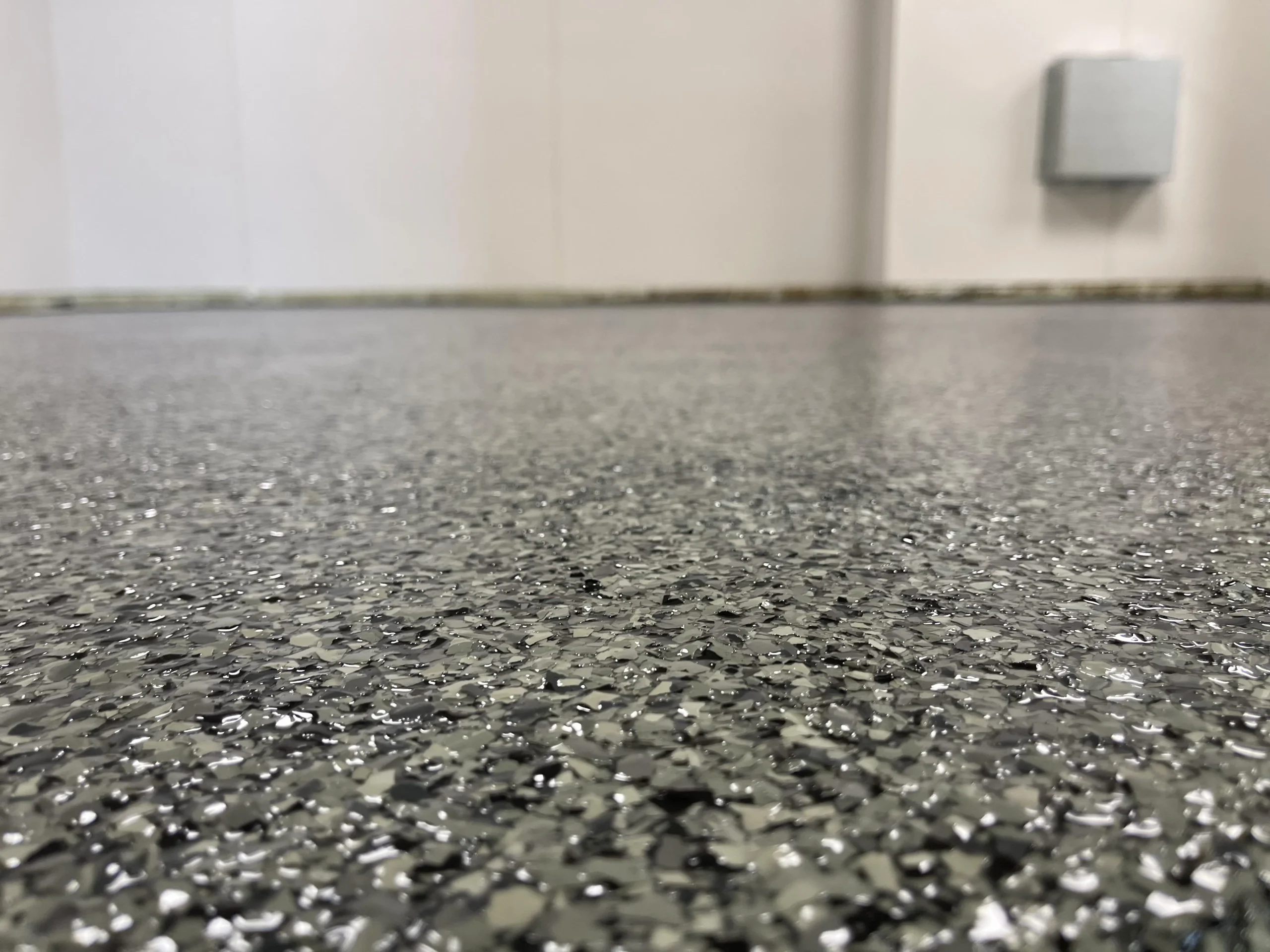 Epoxy flooring high gloss texture close-up
