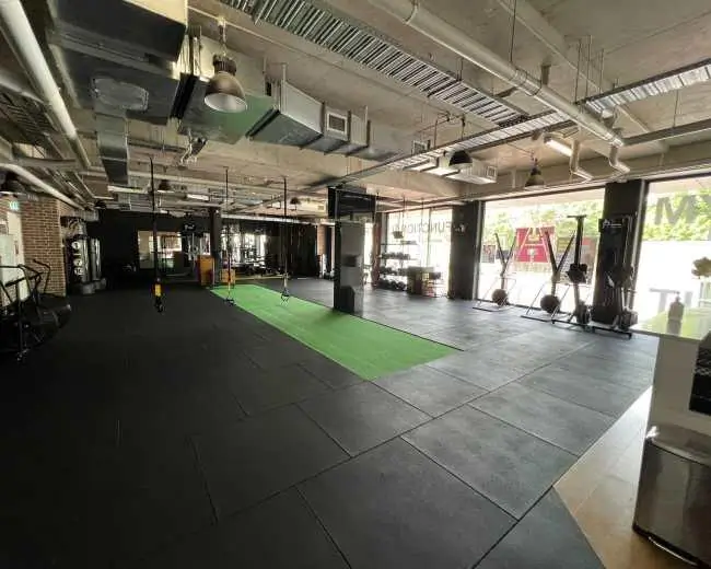 Fitness center high density rubber floor