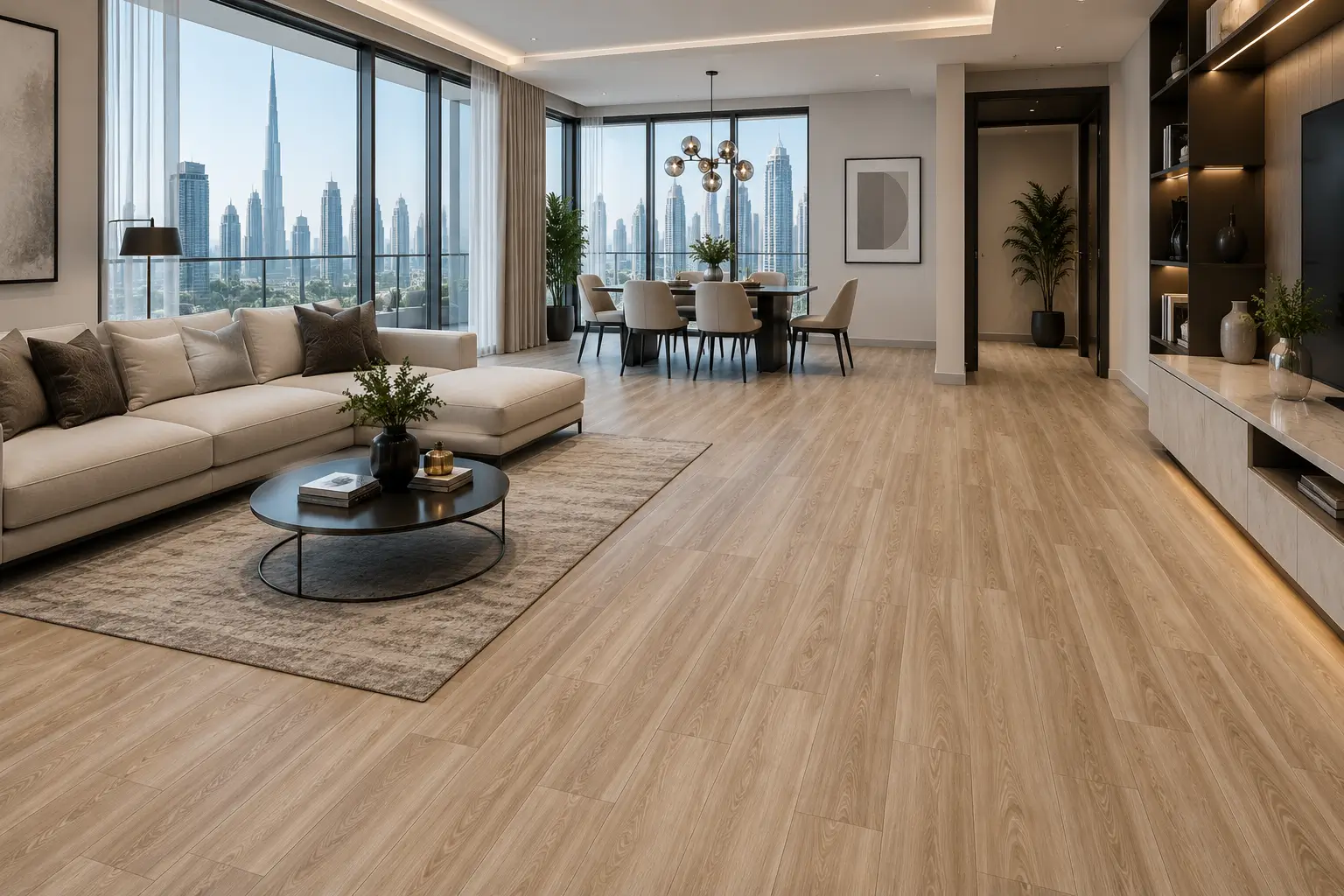 PVC flooring installed in a Dubai property by Risala Furniture
