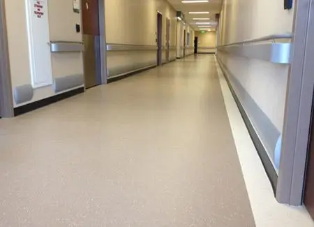 Hospital corridor flooring installation in Dubai