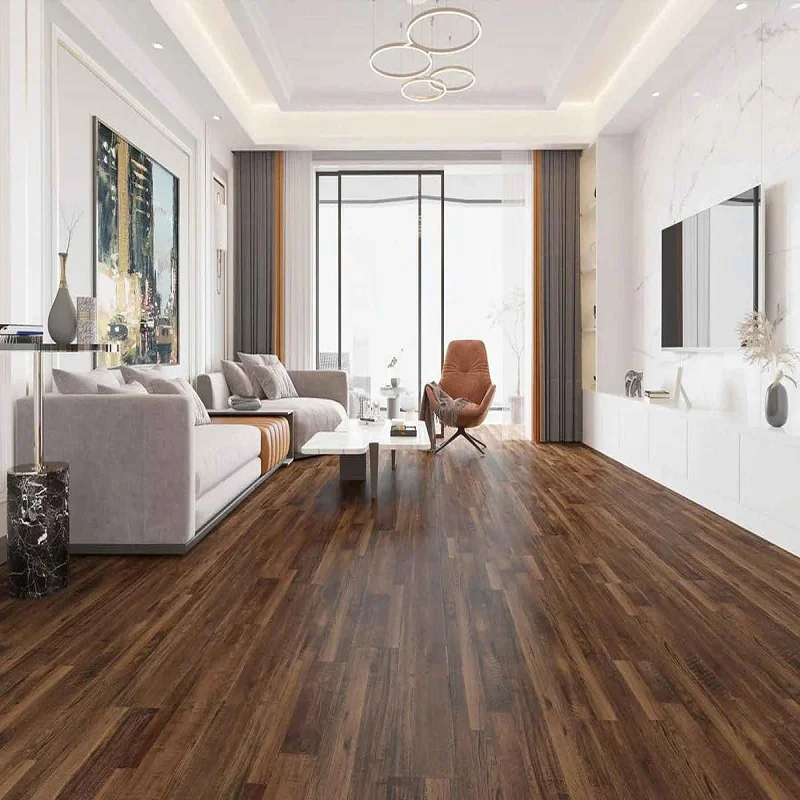 Close-up of LVT flooring plank showing realistic finish