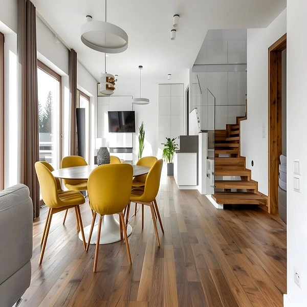 Close-up of LVT flooring surface texture and embossed finish