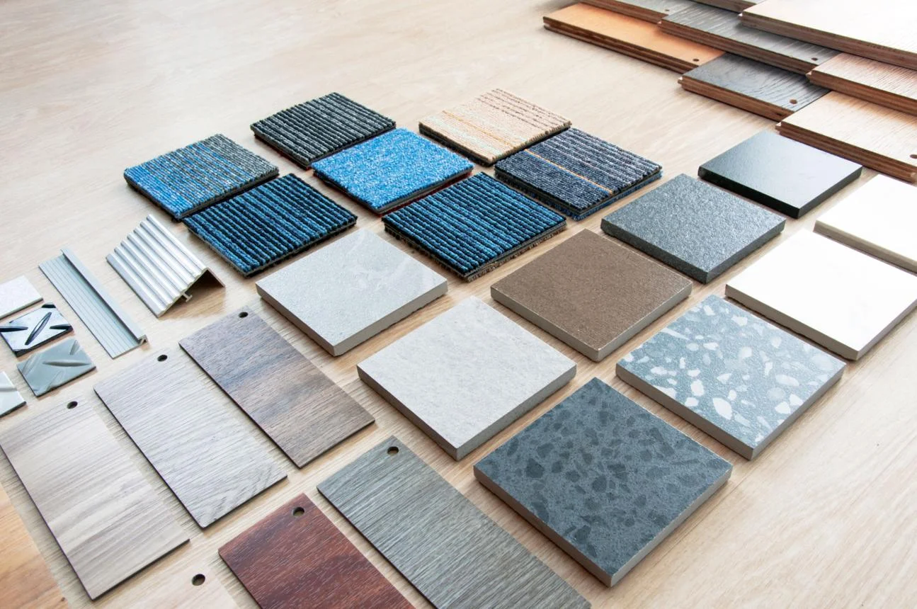 Commercial office flooring material samples