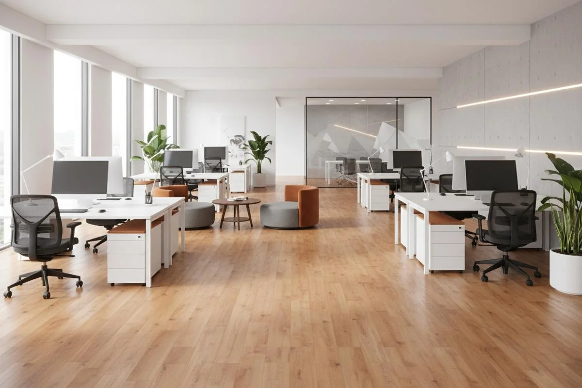 Open-plan office flooring in Dubai