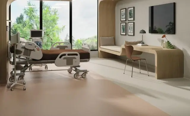 Healthcare flooring in hospital patient room
