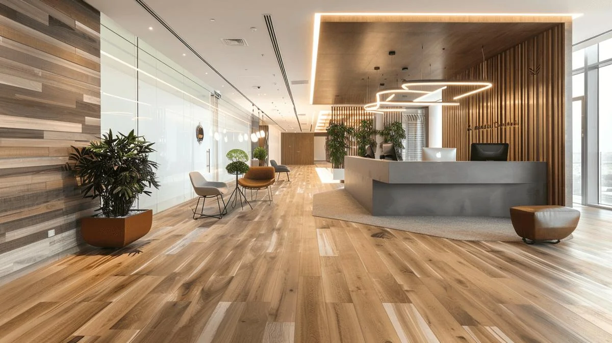Reception area flooring in a Dubai office