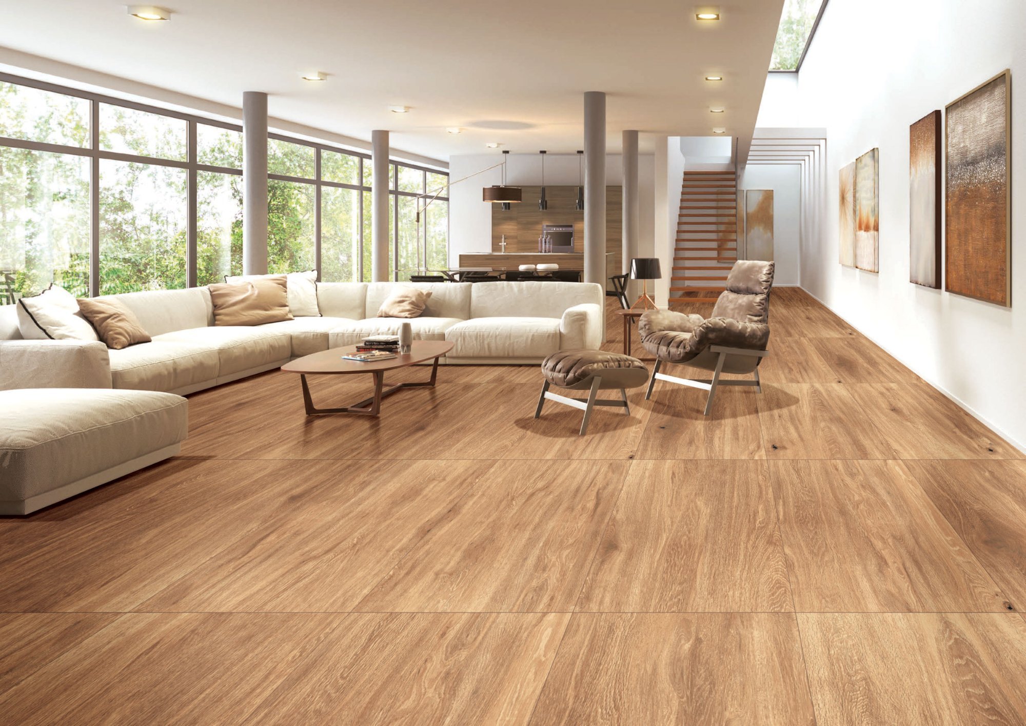 Solid teak wood flooring in luxury Dubai villa