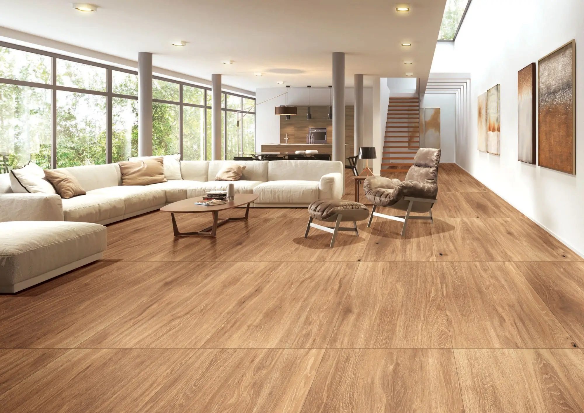 Solid teak wood flooring plank installed in a Dubai residence by Risala Furniture