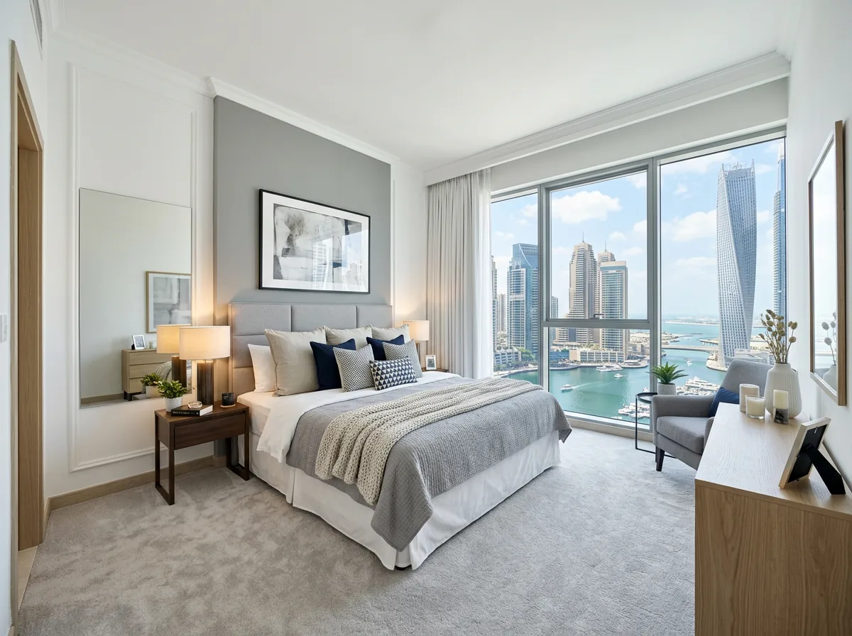 Apartment bedroom carpet project completed in Dubai Marina