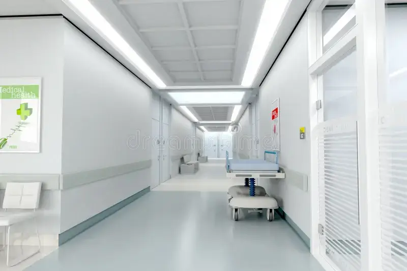 Modern healthcare flooring installation in Dubai