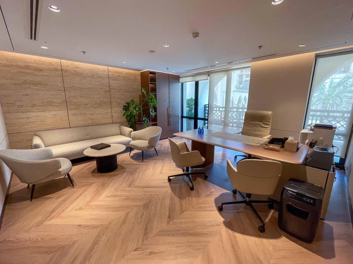 Completed office flooring project in Dubai