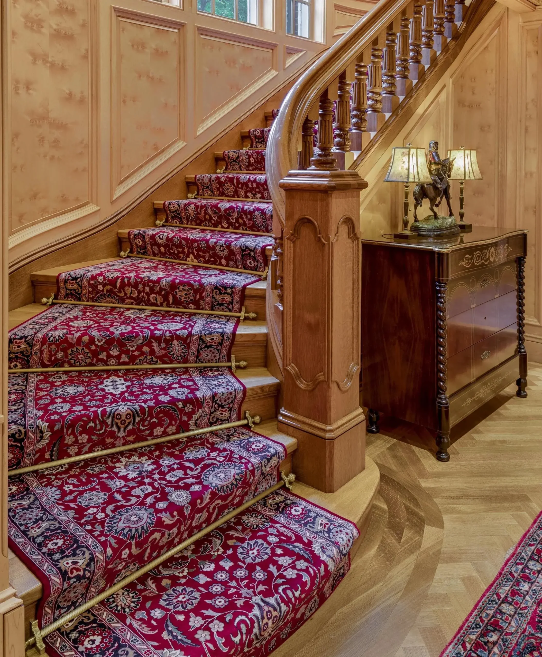 Classic stair carpet runner close-up in Dubai