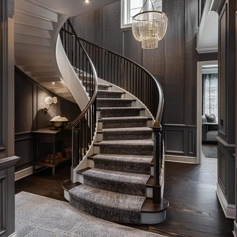 Professional carpet fitting on curved staircase Dubai